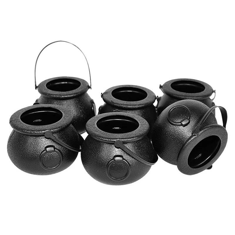 6-Pack Mini Halloween Cauldron Buckets – Witch & Skeleton Candy Holders for Kids’ Trick-or-Treat Fun