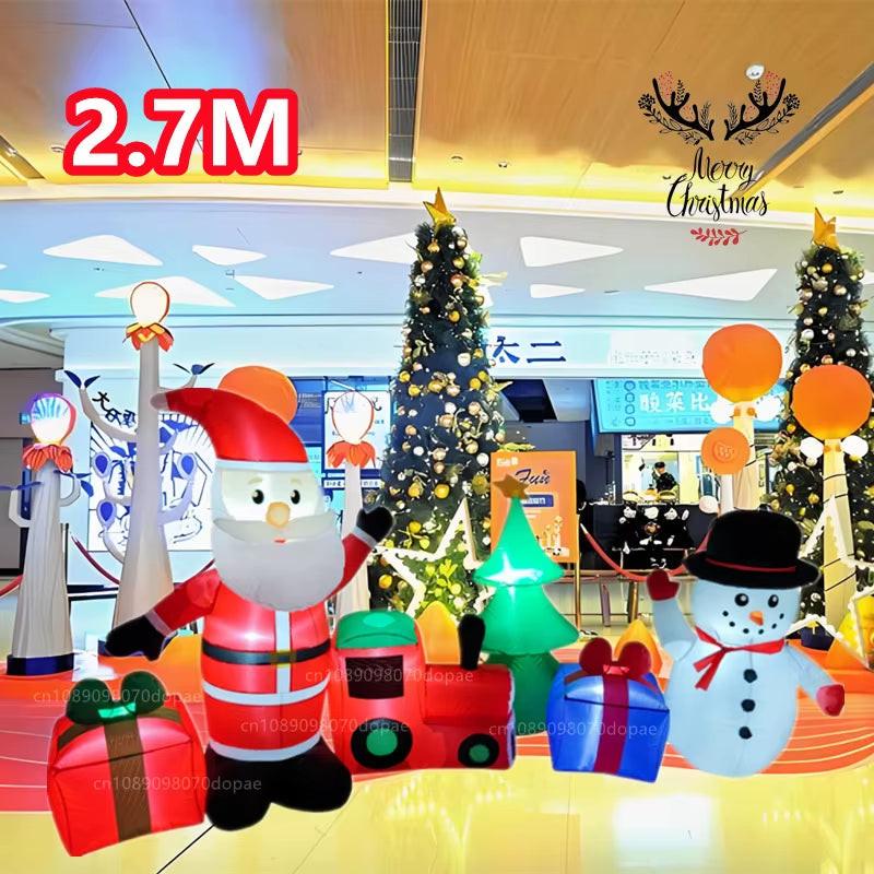 9FT Inflatable Christmas Train – Santa, Snowman & Tree Gift Combo with LED Lights - Holiday ShowStopper.