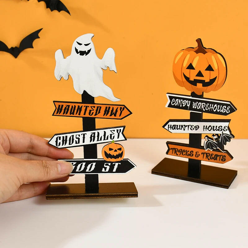 2025 Wooden Pumpkin & Ghost Table Ornaments – Halloween Craft Decor for Home, Parties & Kids’ Gifts