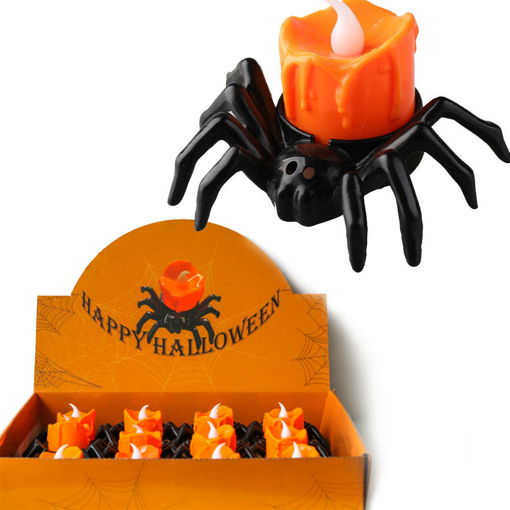 2025 Spider Candlestick LED Ornament – Battery-Powered Halloween Table Light for Parties & Haunted Decor (7×8.5×5cm)