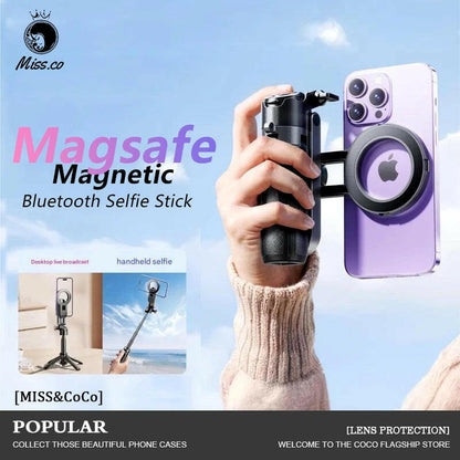 Premium 4-in-1 Selfie Stick with Wireless Remote, Magnetic Clip, and 360° Rotation for Optimal Photography