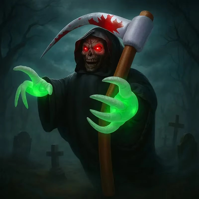 6.8FT Halloween Inflatable Grim Reaper with Built-In LED Lights – Blow-Up Yard Decoration for Outdoor and Party Displays