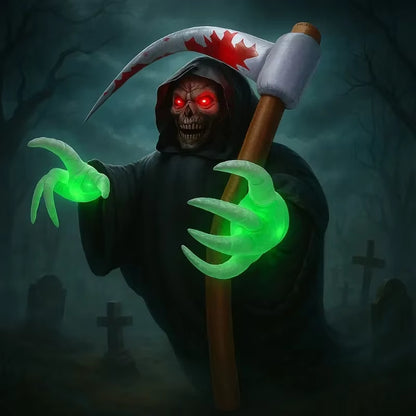 6.8FT Halloween Inflatable Grim Reaper with Built-In LED Lights – Blow-Up Yard Decoration for Outdoor and Party Displays