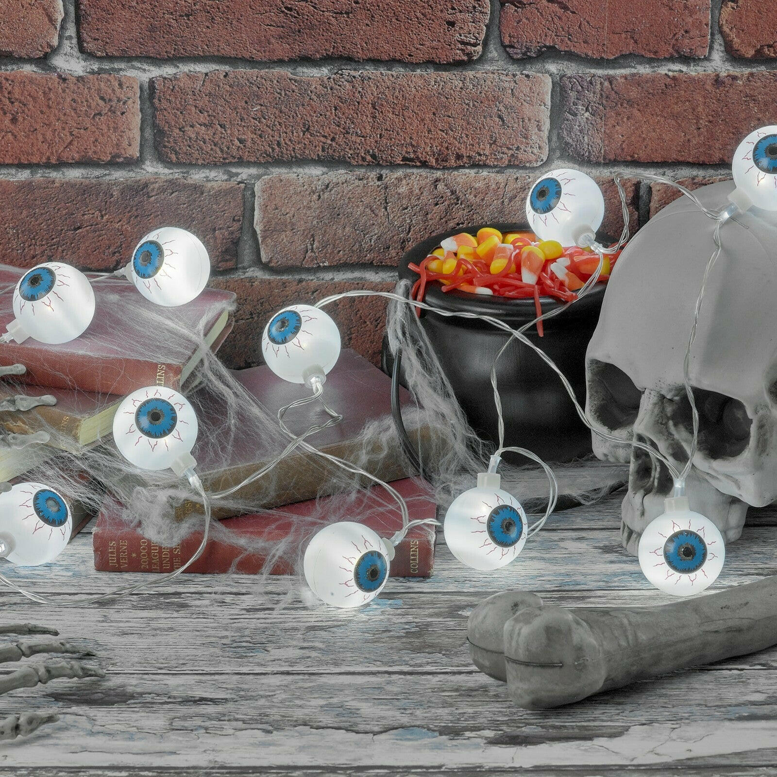 2025 Halloween LED String Lights – 20 Battery-Powered Pumpkin & Spooky Eye Bulbs for Indoor/Outdoor Party Decor