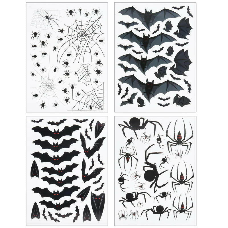 2025 Bloody Handprint & Halloween Sticker Set – Window, Wall & Floor Decals with Ghost, Bat, Pumpkin & Web Designs (1 Set)