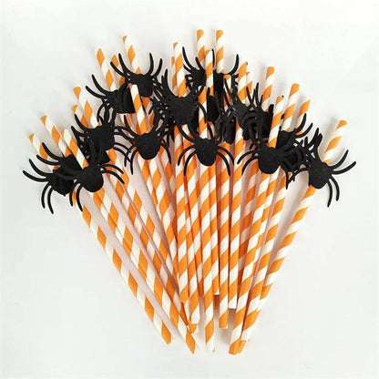 25-Pack Halloween Disposable Straws – Choose from 17 Spooky Designs for Party Drinks & Decor