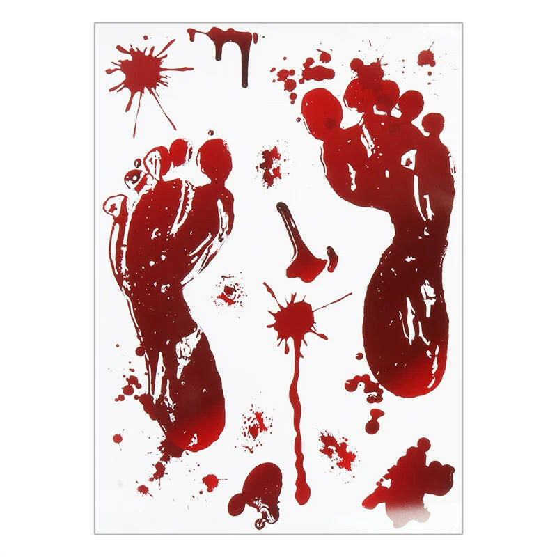 2025 Bloody Handprint & Halloween Sticker Set – Window, Wall & Floor Decals with Ghost, Bat, Pumpkin & Web Designs (1 Set)