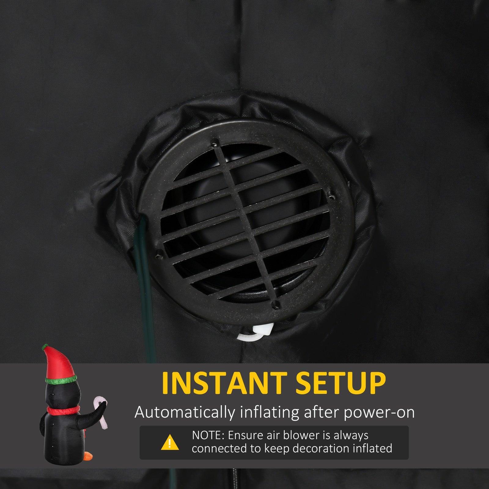 8FT Inflatable Christmas Penguin Holding Candy Cane – LED-Lit Outdoor Decoration | Waterproof, Self-Inflating.