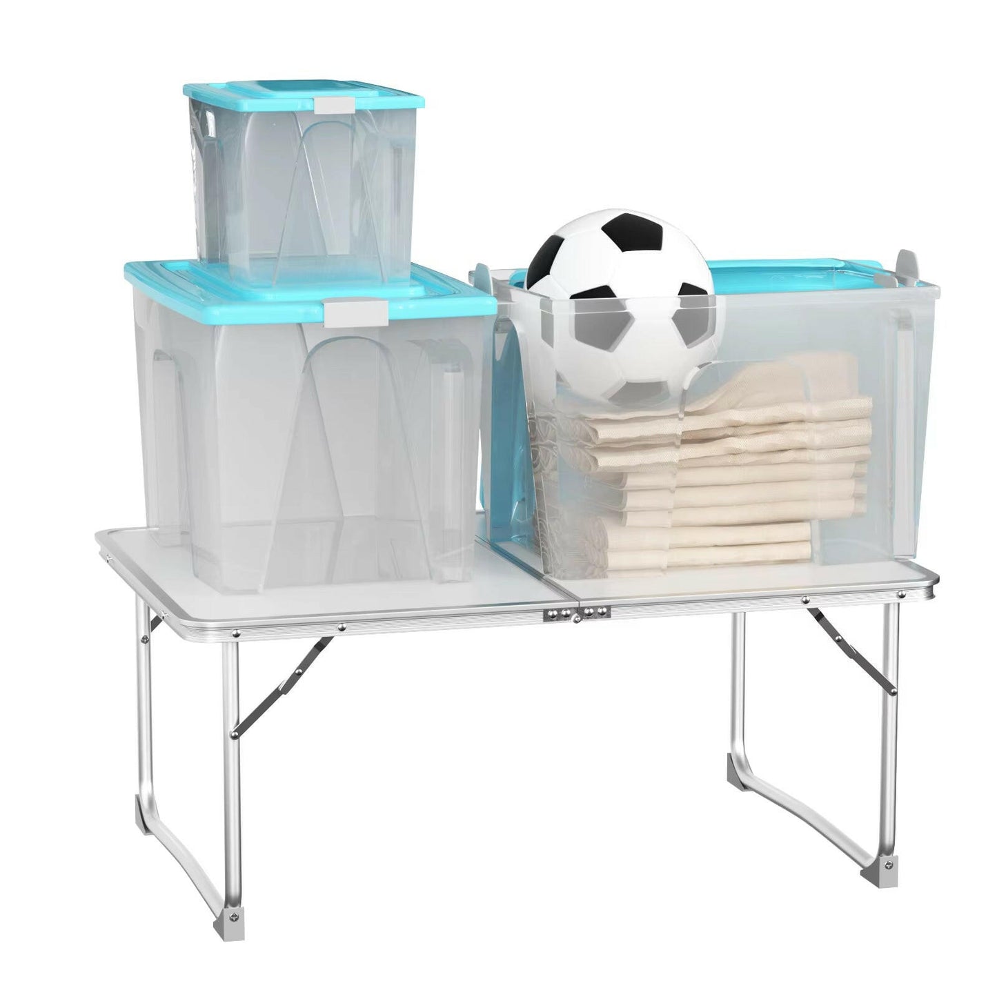 Compact Aluminium Folding Picnic Table for Outdoor Use, 60x40x26 cm.