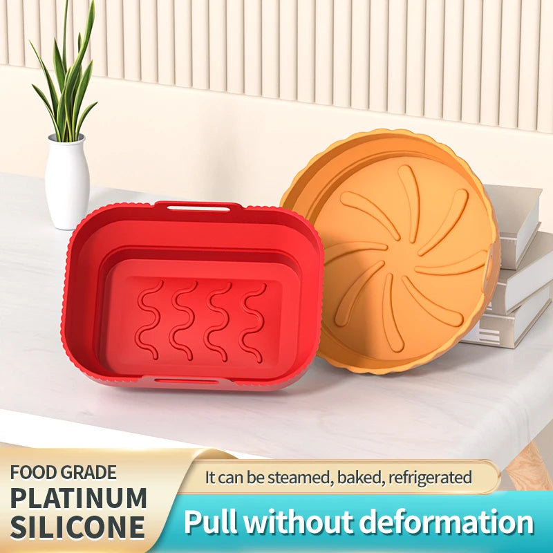 2025 Foldable Silicone Air Fryer Basket – Reusable Square Baking Mold for 20cm/22cm Air Fryers, Oven & Freezer Safe