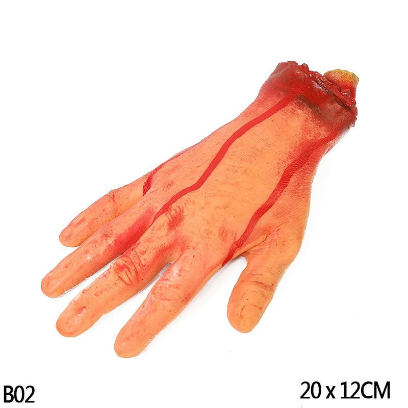 Horror Halloween Rubber Body Part Props – Fake Hands, Legs, Hearts & Brains for Haunted House & Party Decor
