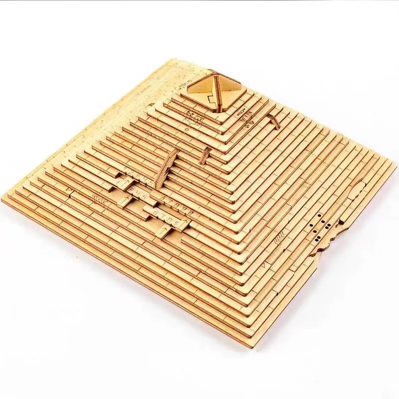 Wooden Pyramid Puzzle Box with hidden compartment brain teaser
