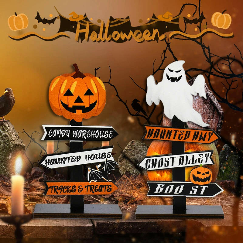 2025 Wooden Pumpkin & Ghost Table Ornaments – Halloween Craft Decor for Home, Parties & Kids’ Gifts