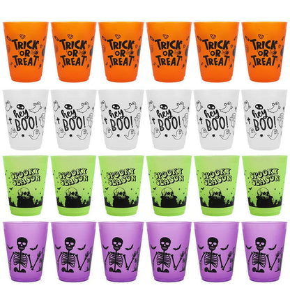 Halloween Skull Party Cups – 8 to 24PCS Plastic Boo Juice & Cocktail Cups for Spooky Table Décor