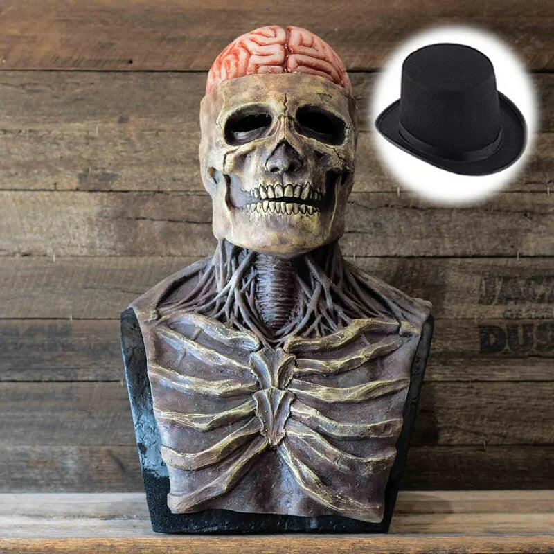 Creepy Brains Skeleton Mask – Bloody Latex Skull Headgear for Halloween and Carnival Cosplay