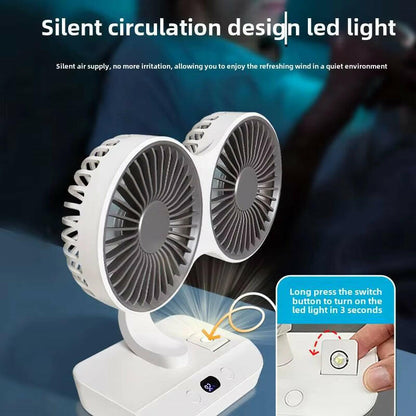 Premium Dual-Head Desktop Fan – Ultimate Cooling with Smart Rotation.