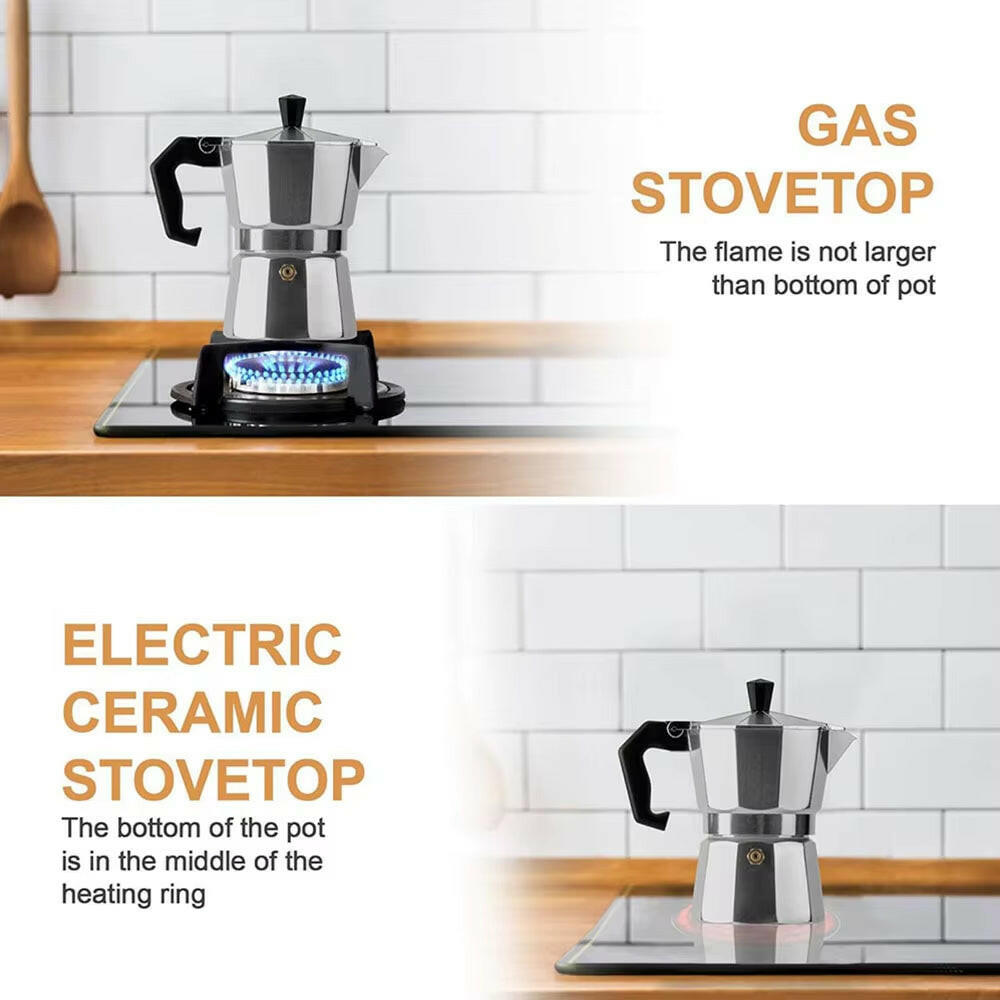 Aluminum Italian Octagonal Moka Coffee Kettle - Authentic Traditional Coffee  Pot for Home, Office, Travel, and Outdoor Use.