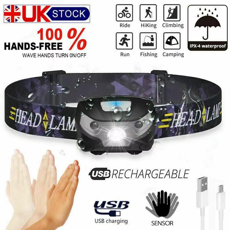 USB Rechargeable LED Headlamp – Waterproof, 3 Modes, 10H Runtime (1/2 Pack) | Built for Outdoor Safety and Hands-Free Convenience.