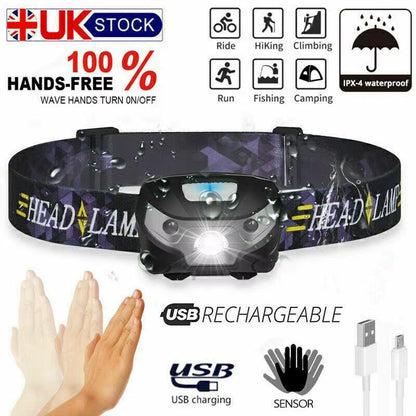 USB Rechargeable LED Headlamp – Waterproof, 3 Modes, 10H Runtime (1/2 Pack) | Built for Outdoor Safety and Hands-Free Convenience.