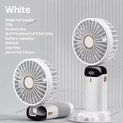 Portable USB Mini Fan with 5-Speed Airflow, LED Display & 7-Hour Battery Life! Stay Cool Anywhere Anytime.