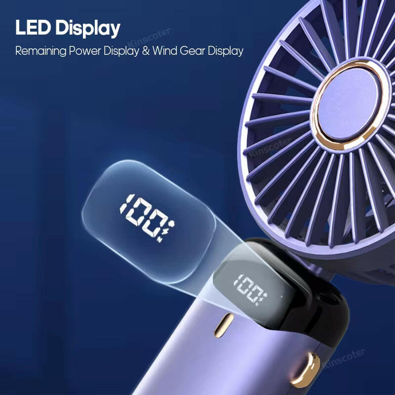 Portable USB Mini Fan with 5-Speed Airflow, LED Display & 7-Hour Battery Life! Stay Cool Anywhere Anytime.