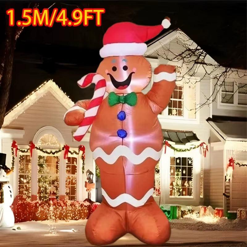 Christmas Inflatable  Decorations – LED-Lit Outdoor / Indoor Ornaments Featuring Santa, Snowmen, Trees, Bears & Gingerbread Characters.