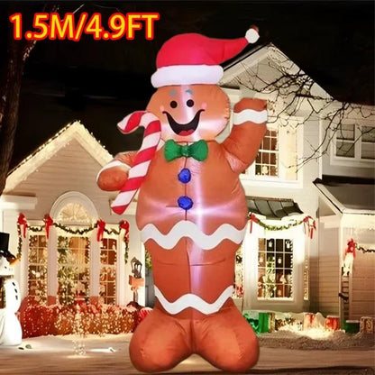 Christmas Inflatable  Decorations – LED-Lit Outdoor / Indoor Ornaments Featuring Santa, Snowmen, Trees, Bears & Gingerbread Characters.