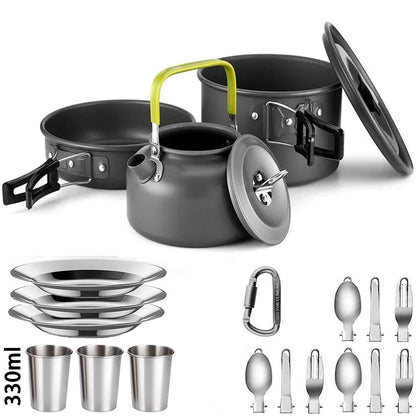 Ultralight Camping Cookware Set – Non‑Stick Aluminum Pot, Pan & Kettle for Outdoor Cooking & Hiking.