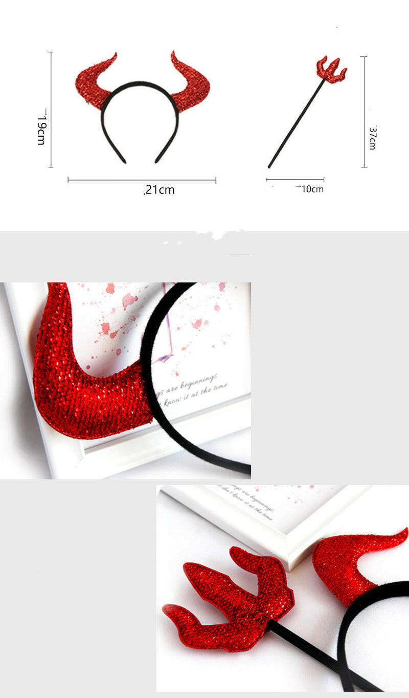 Halloween Horn and Trident Headband Set – 2PCS Devil Costume Accessories for Parties and Festive Decor