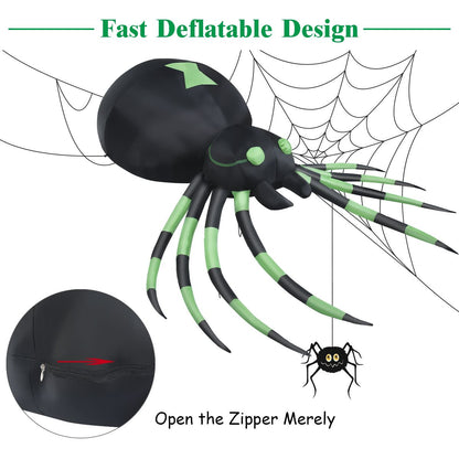1.8m Halloween Inflatable Spider – LED‑Lit Outdoor Decoration