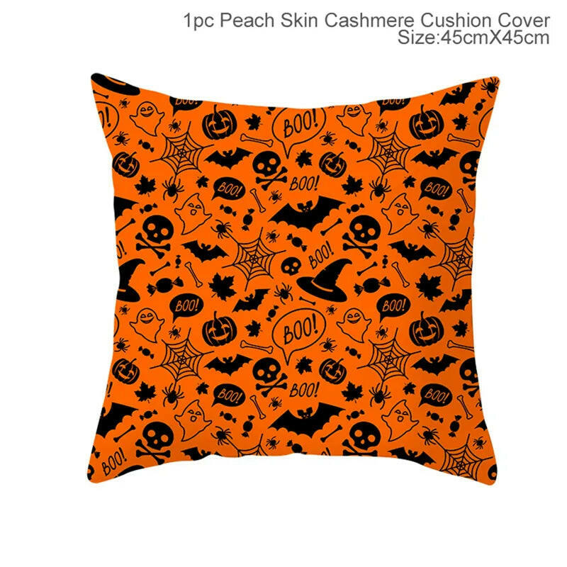 Halloween Cushion Covers – Cartoon Pumpkin, Bat & Ghost Design for Spooky Seasonal Decor