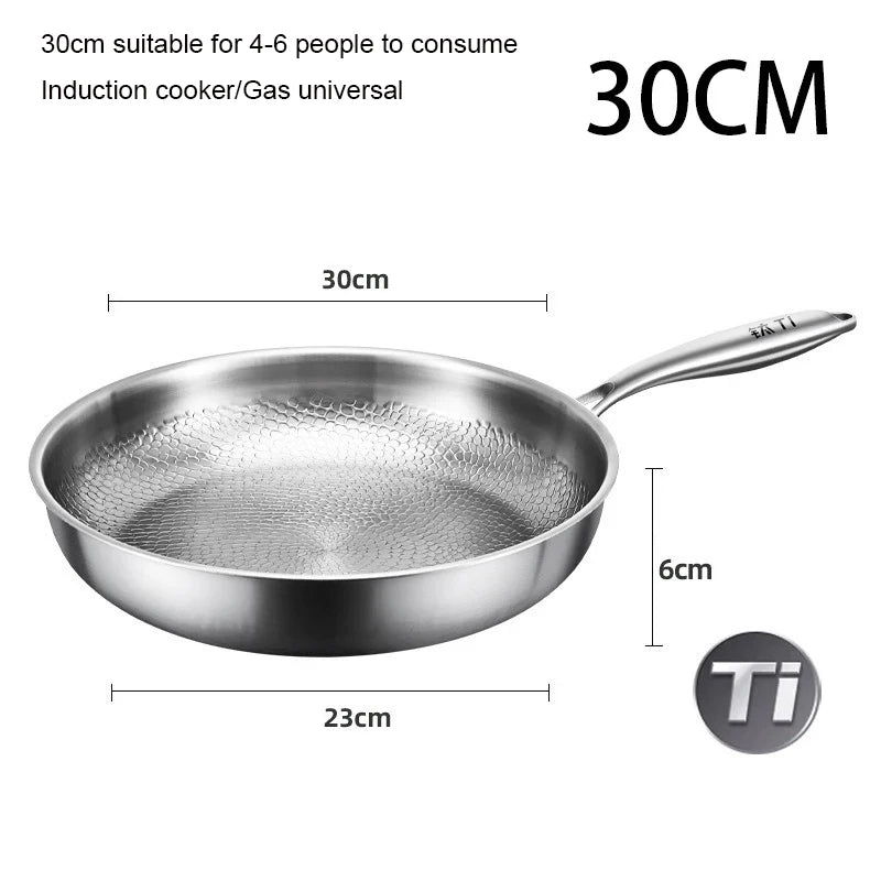 Pure Titanium Frying Pan – Hammer-Pattern Non-Coated Cookware (26/28/30cm)