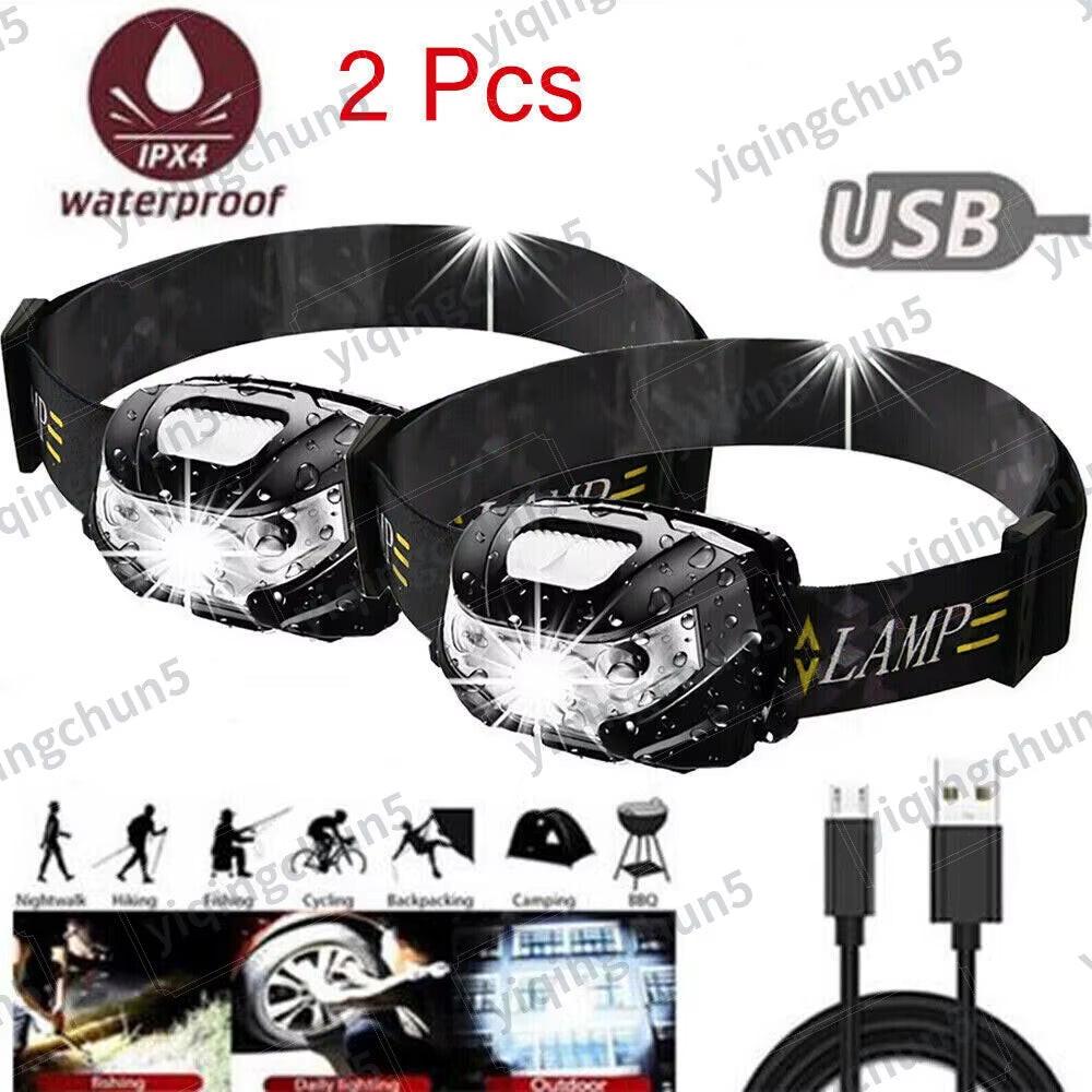 USB Rechargeable LED Headlamp – Waterproof, 3 Modes, 10H Runtime (1/2 Pack) | Built for Outdoor Safety and Hands-Free Convenience.
