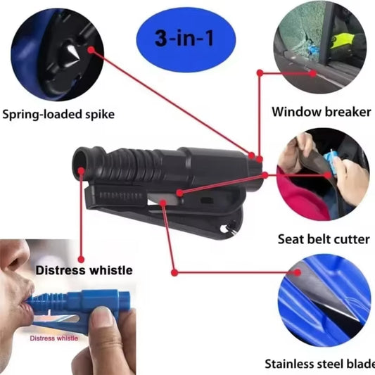 3 in 1 Safety Hammer Car Emergency Rescue Car Escape Tool Window Breaker Seat Belt Cutter Compact Emergency Hammer Escape Tool