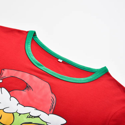 Matching Grinch Christmas family pajamas set for adults, kids, and babies