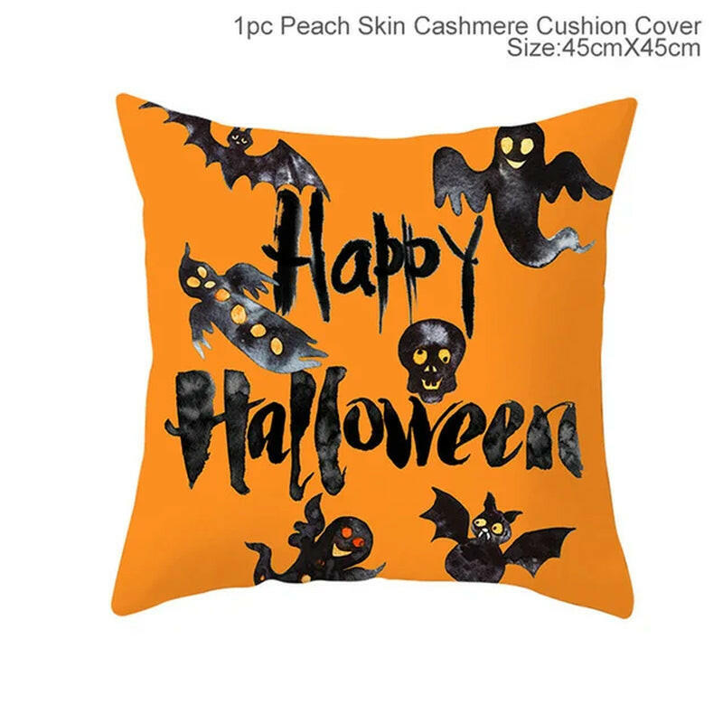 Halloween Cushion Covers – Cartoon Pumpkin, Bat & Ghost Design for Spooky Seasonal Decor