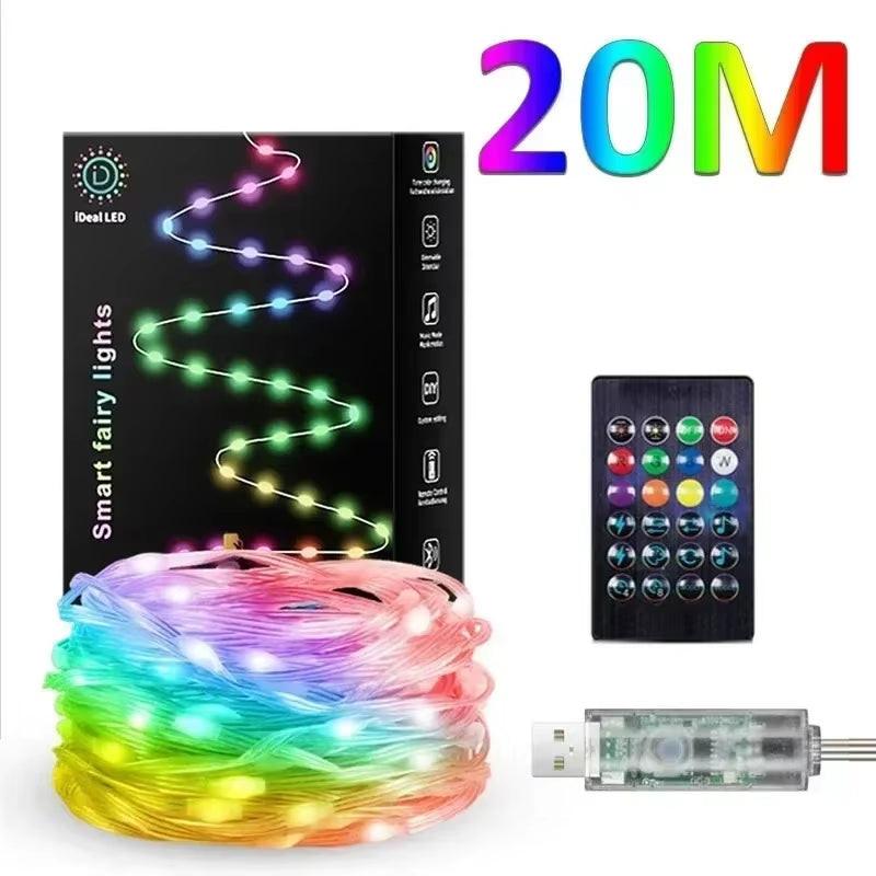 Smart RGBIC LED String Lights with App & Remote – 2–30M Dreamcolor Fairy Lights for Indoor & Outdoor Décor.
