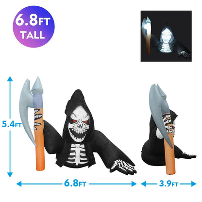 6.8FT Inflatable Halloween Skeleton Ghost – LED Blow-Up Decoration for Garden, Lawn, and Indoor Displays