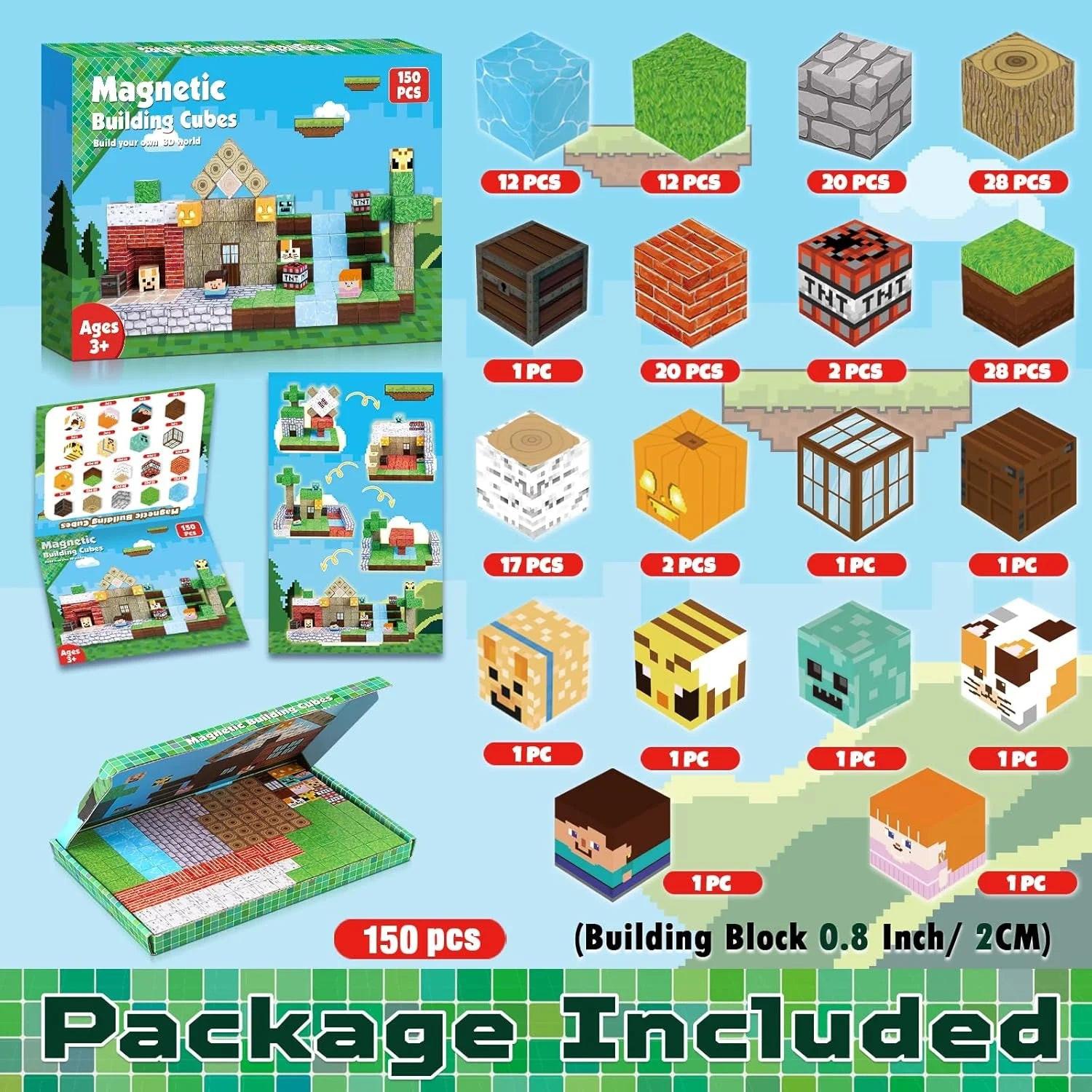 Stack, Build & Learn – 150PCS Montessori‑Style Magnetic Building Cubes for STEM Creativity.