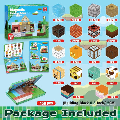 Stack, Build & Learn – 150PCS Montessori‑Style Magnetic Building Cubes for STEM Creativity.