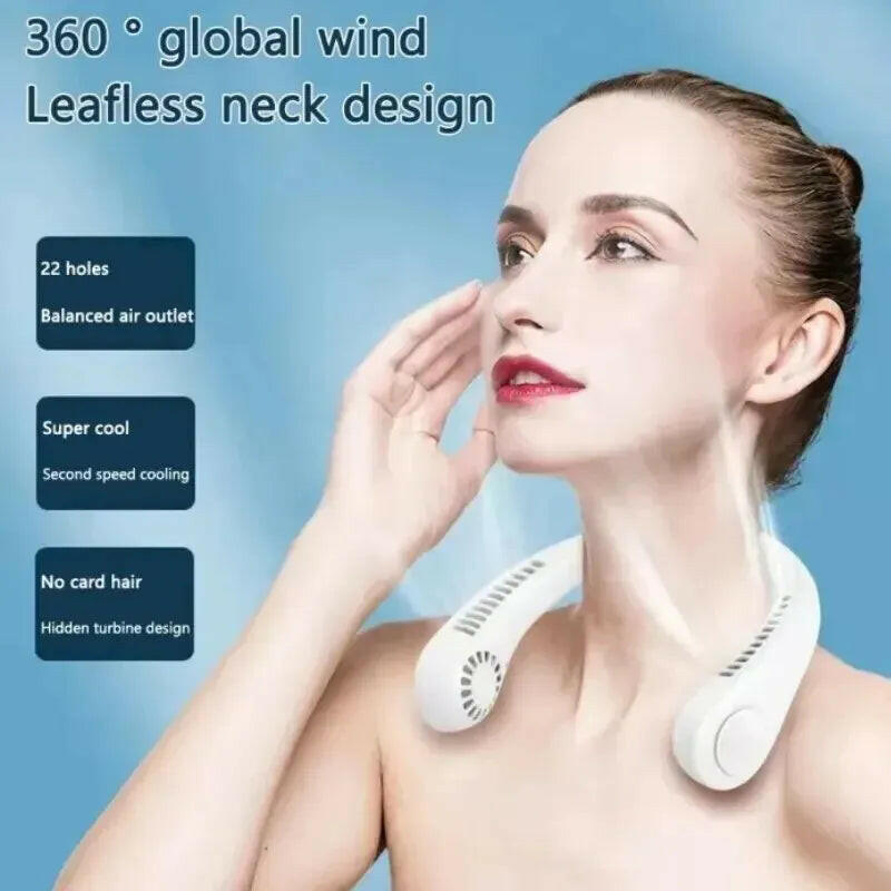 2025  Neck-Mounted Bladeless Fan - Portable Rechargeable Air Cooler with 3 Speed Settings for Outdoor Sports.