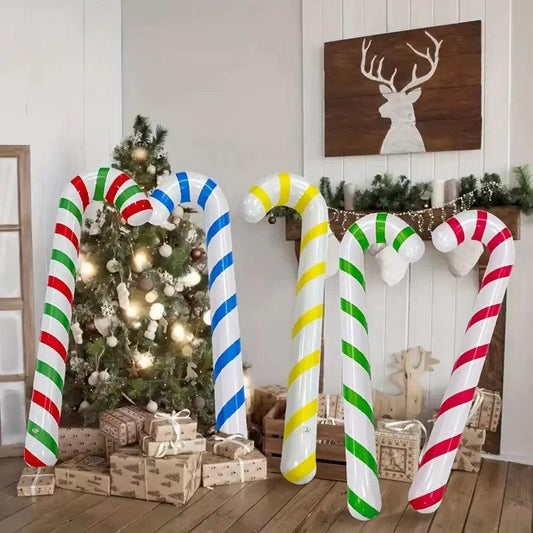 4Pc Inflatable Christmas Candy Cane Balloons – 35.4in PVC Holiday Decorations for Indoor & Outdoor Parties.