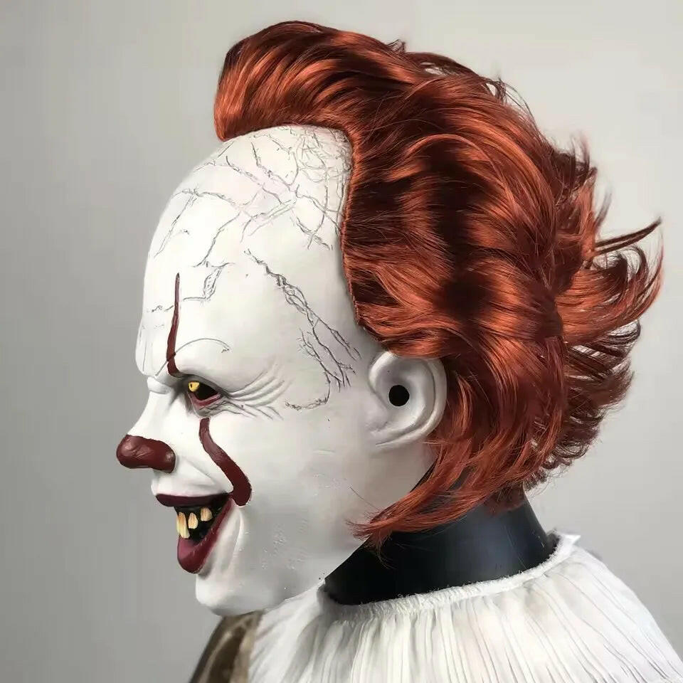 Pennywise Latex Mask – Creepy Demon Clown Headgear for Halloween and Cosplay