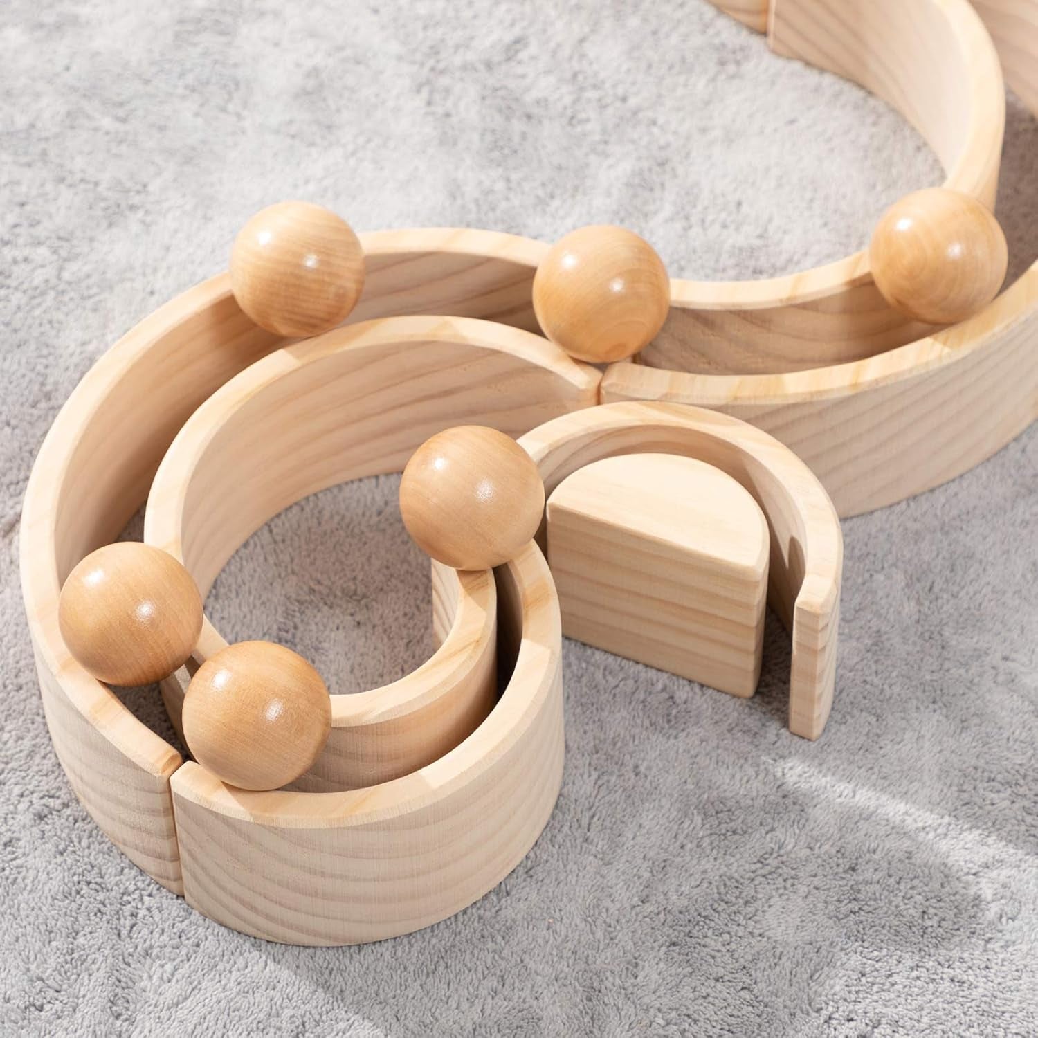 Montessori Wooden Rainbow Balls | 6-Piece Toddler Toy.