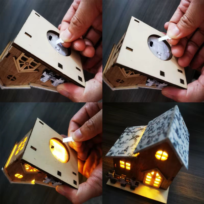 Christmas LED Wooden House Ornament – Luminous Cabin Decoration for Tree, Table, or Home, Eco‑Friendly Holiday Gift