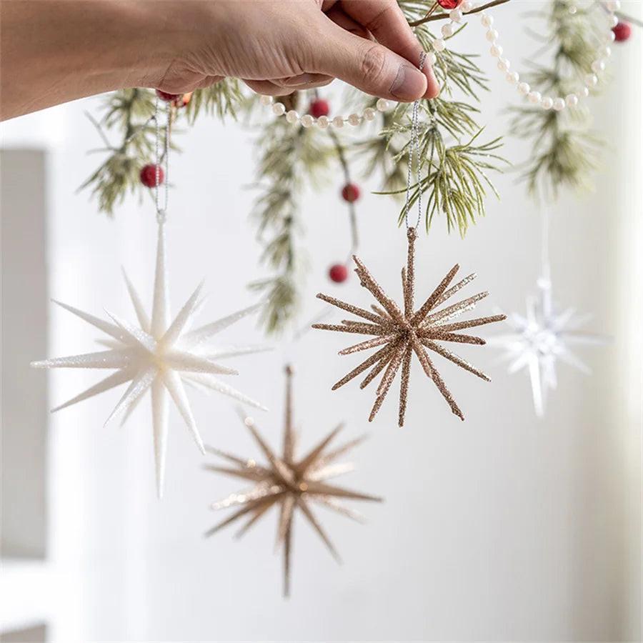 Exploding Star Christmas Tree Topper – Champagne & White Accent.