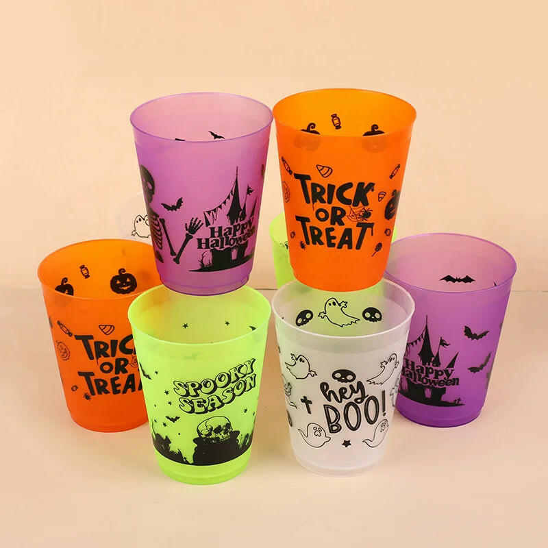 Halloween Skull Party Cups – 8 to 24PCS Plastic Boo Juice & Cocktail Cups for Spooky Table Décor