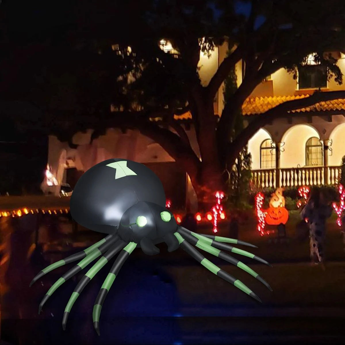 1.8m Halloween Inflatable Spider – LED‑Lit Outdoor Decoration