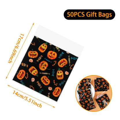 50-Pack Halloween Candy Bags – Pumpkin & Ghost Party Favor Bags for Trick-or-Treat & Home Decor (2025 Edition)