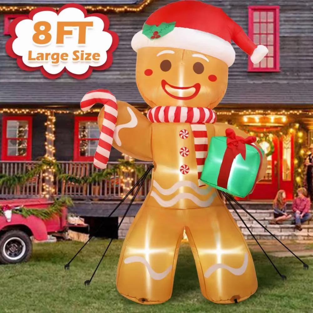 Get into the holiday spirit with our 8FT Gingerbread Man Inflatable! Perfect for your yard, complete with LED lights and a festive gift pack! 🎄✨ #ChristmasDecor #HolidayVibes.